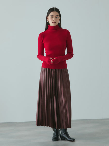 レザーライクジョーゼットプリーツスカート≪手洗い可能≫