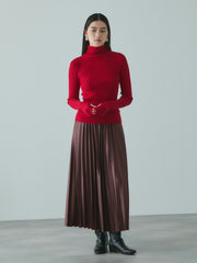 レザーライクジョーゼットプリーツスカート≪手洗い可能≫