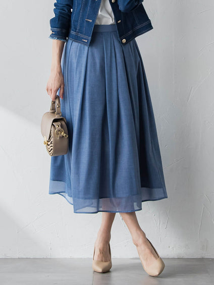 オーガンジーデニムスカート