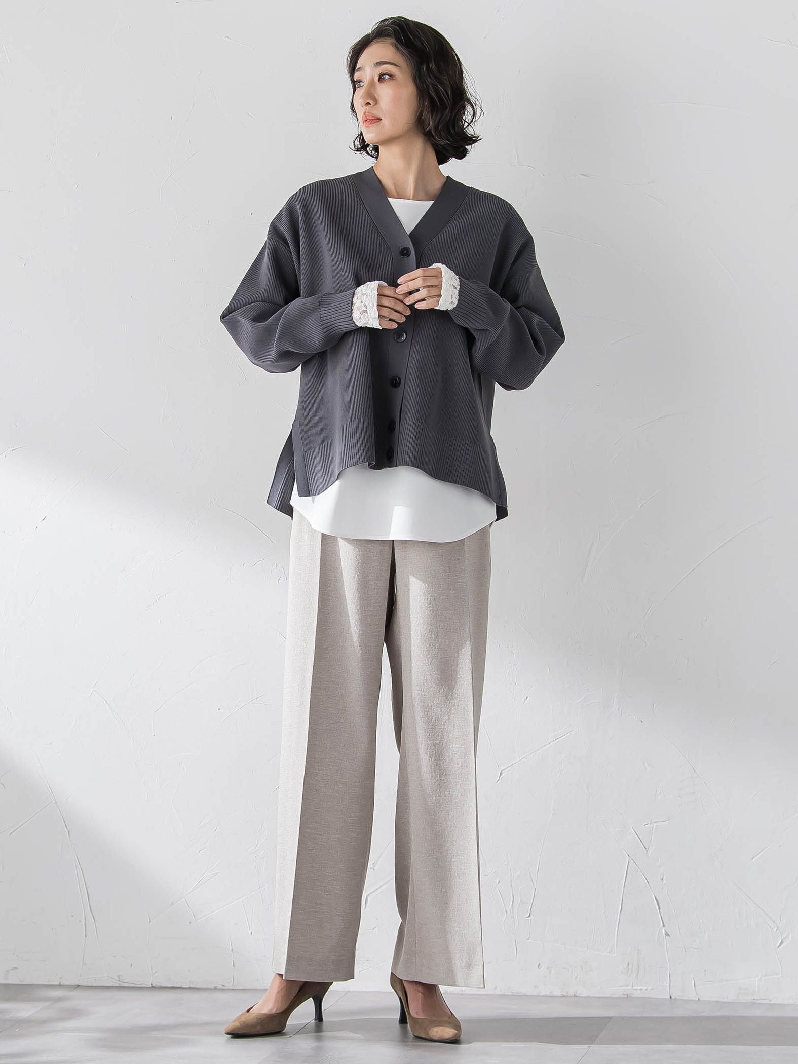 【大きいサイズ】リネンライクオックスパンツ