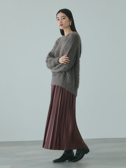 レザーライクジョーゼットプリーツスカート≪手洗い可能≫