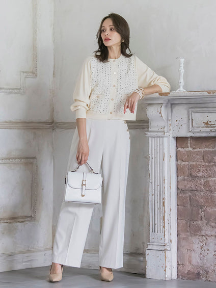 リボンドットツイードカーディガン