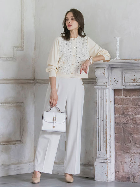 リボンドットツイードカーディガン