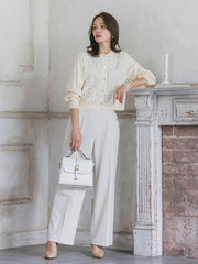 リボンドットツイードカーディガン