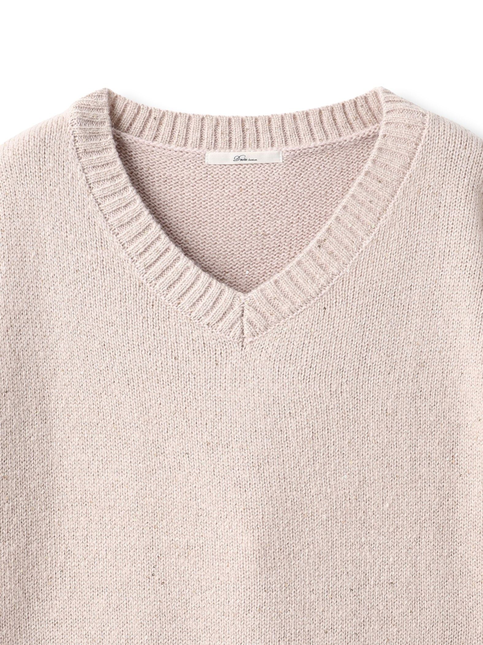 スパンコールVネックニット≪手洗い可能≫