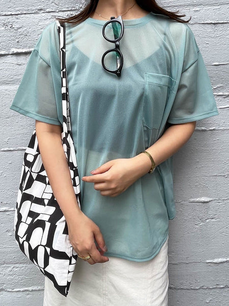 【ENIM BY VICKY】ポケット付きシアーTシャツ《手洗い可能》