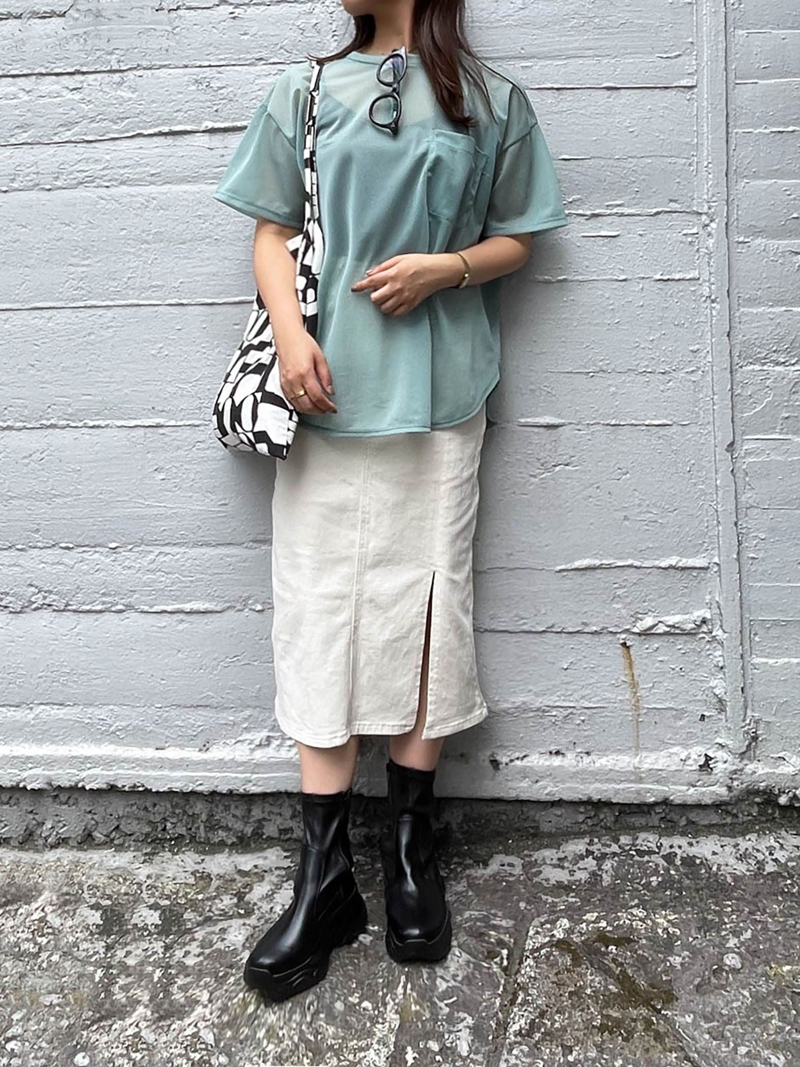 【ENIM BY VICKY】ポケット付きシアーTシャツ《手洗い可能》