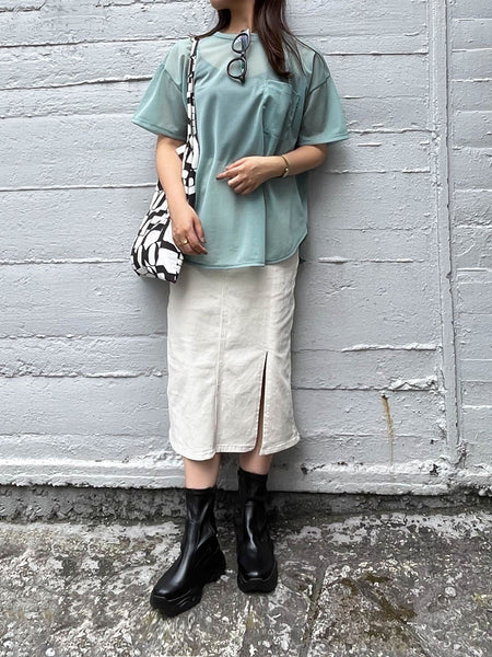 【ENIM BY VICKY】ポケット付きシアーTシャツ《手洗い可能》