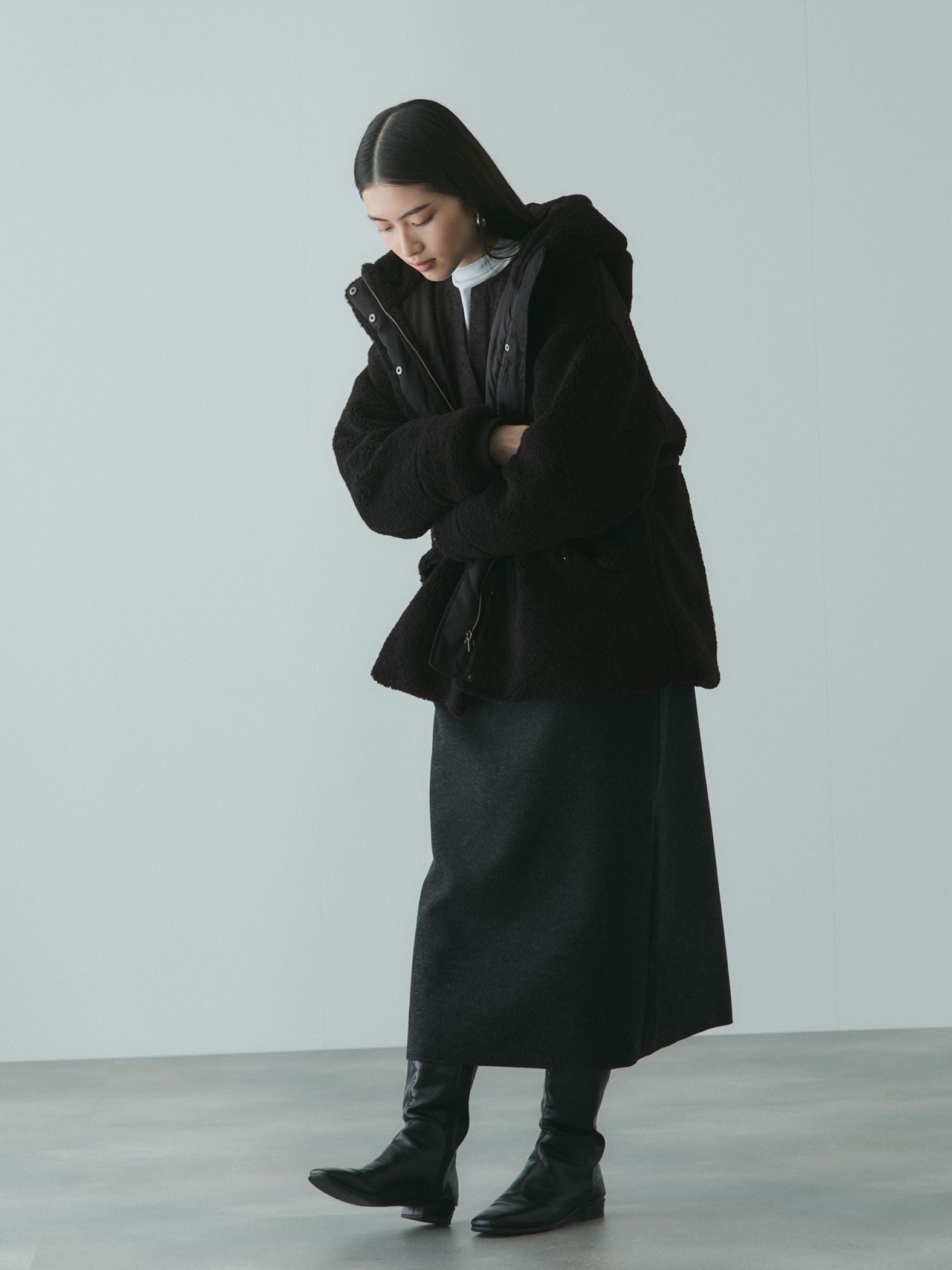 ショートボア中綿ドロストブルゾン