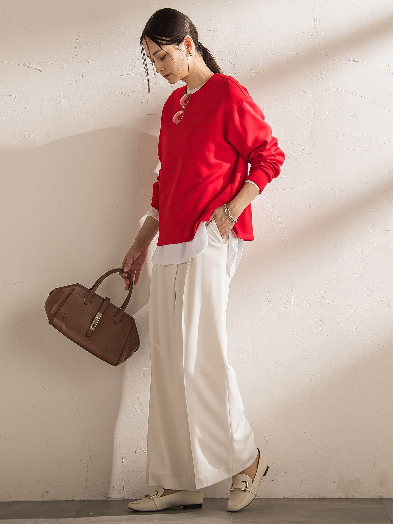 ソフィーツイルストレッチワイドパンツ ≪洗える≫