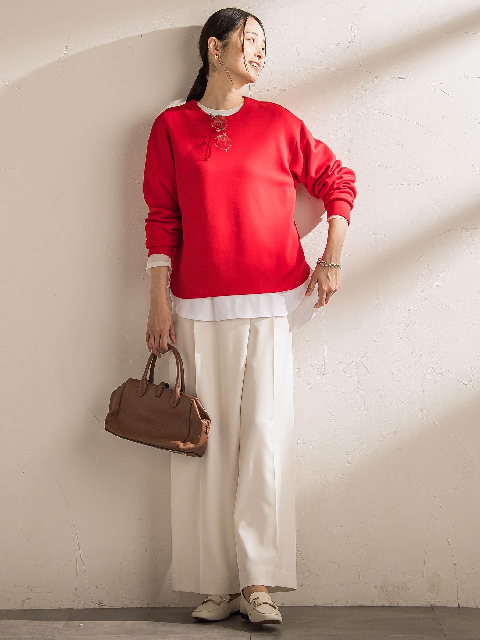 ソフィーツイルストレッチワイドパンツ ≪洗える≫