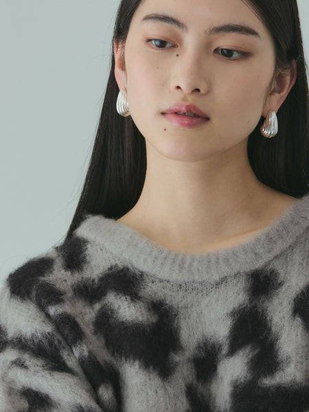 レオパードジャガードシャギーニットプルオーバー