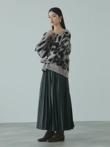 レオパードジャガードシャギーニットプルオーバー