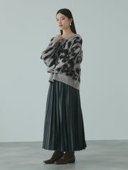 レオパードジャガードシャギーニットプルオーバー