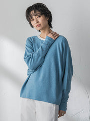 袖口ボタンドルマンニットプルオーバー≪手洗い可能≫