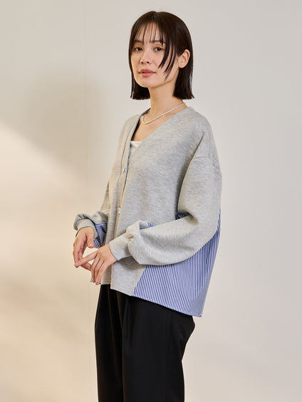 ダンボールバックストライプカーディガン