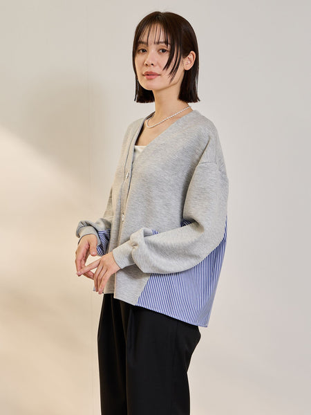 ダンボールバックストライプカーディガン