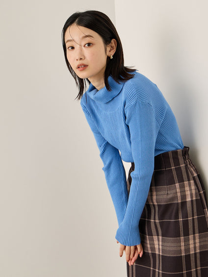 調温バックボタンハイネックニット≪手洗い可能≫