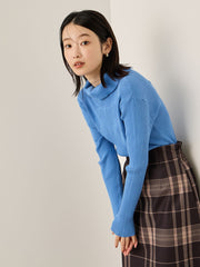 調温バックボタンハイネックニット≪手洗い可能≫