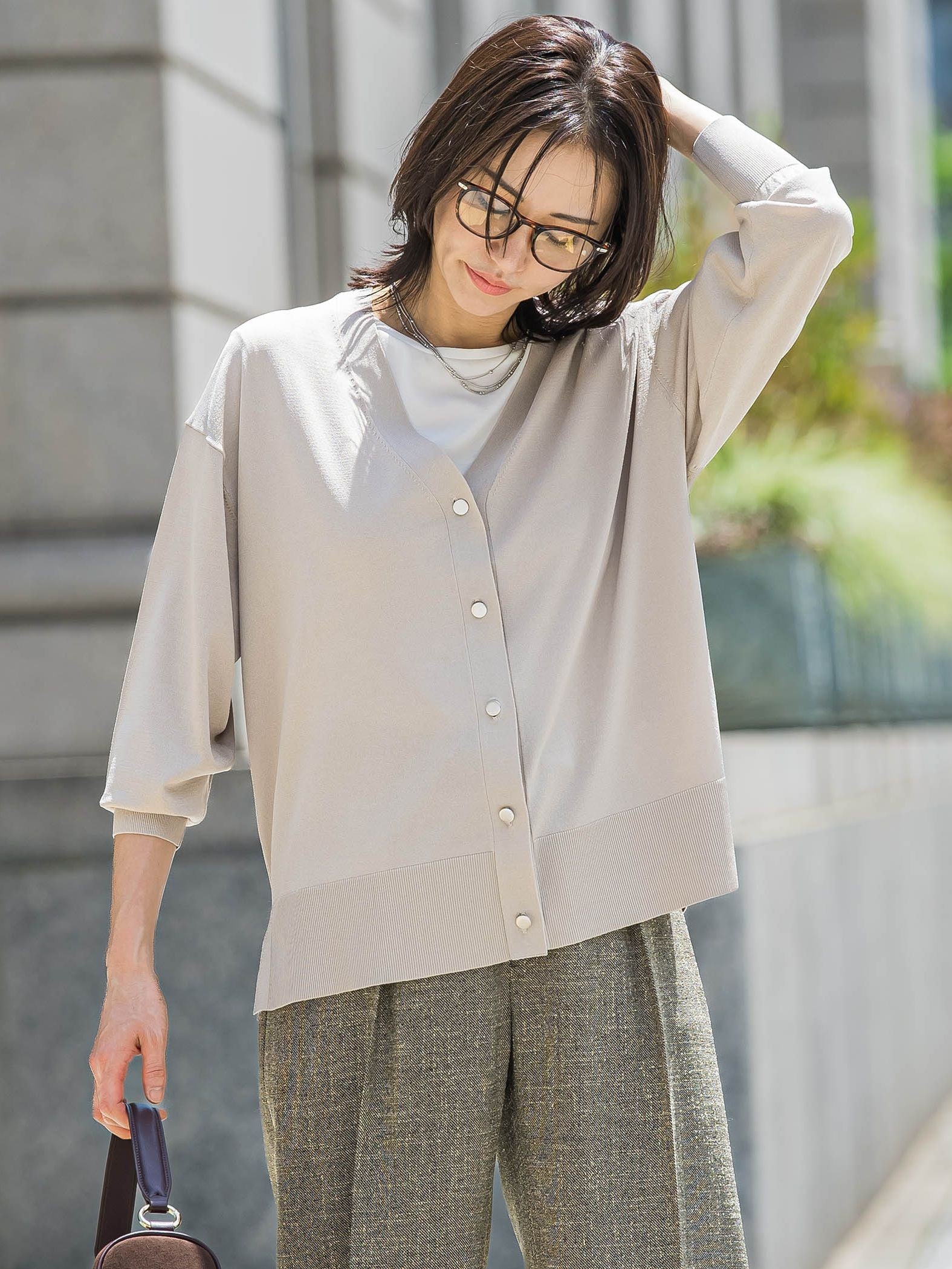 Vネックニットカーディガン≪手洗い可能≫