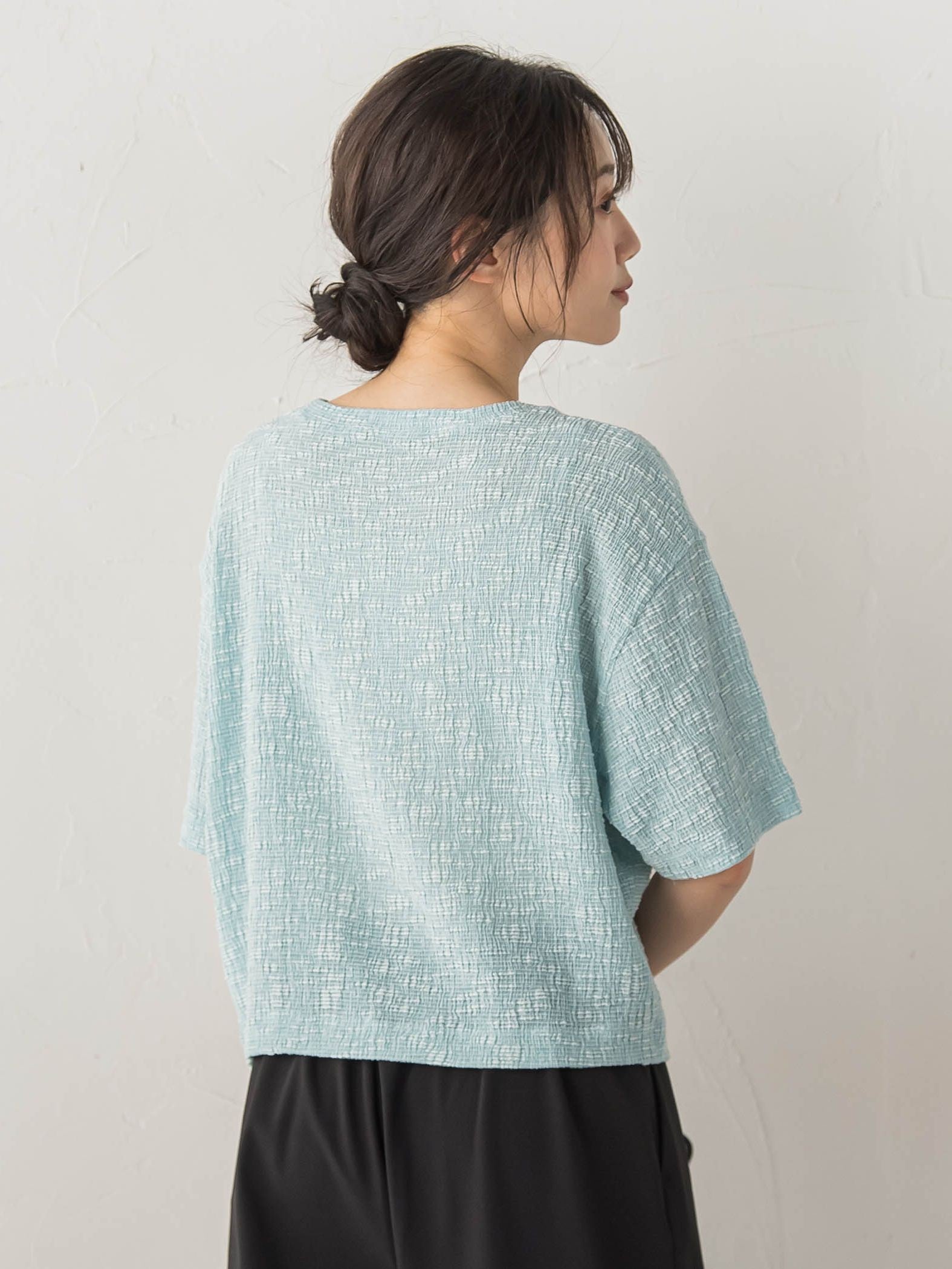 Recycle Slub BluseクロップドTシャツ