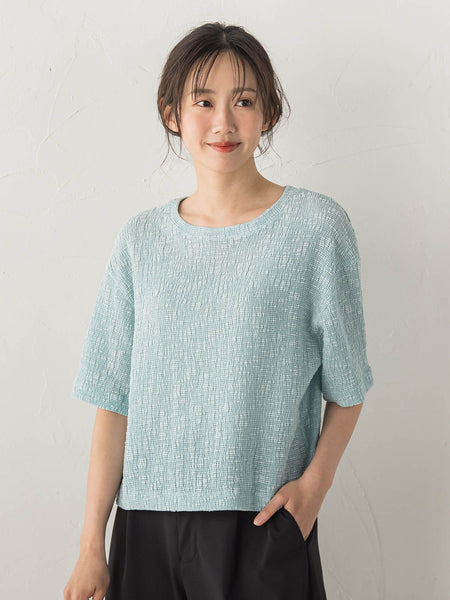 Recycle Slub BluseクロップドTシャツ