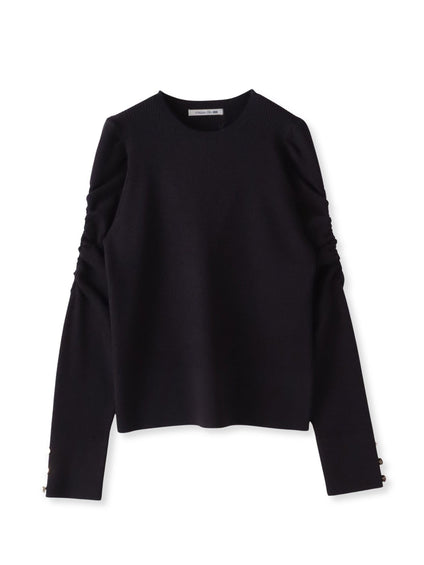 シャーリングスリーブニット