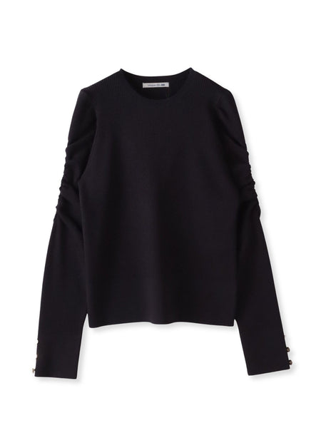 シャーリングスリーブニット