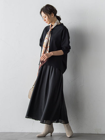 【受注会限定】刺繍あり/裏起毛ボトルネックカットソー≪洗濯機で洗える≫