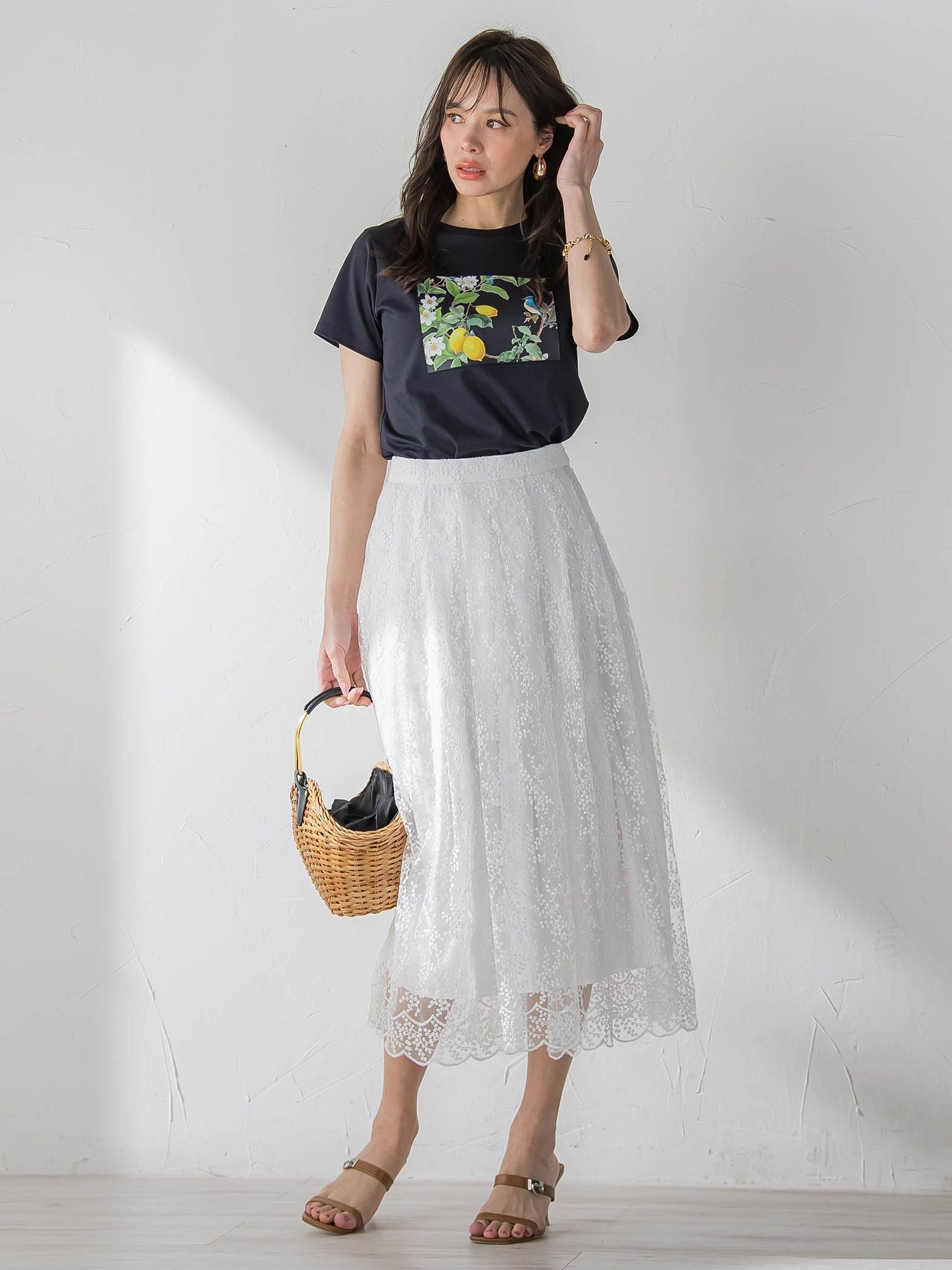 レモンプリントTシャツ
