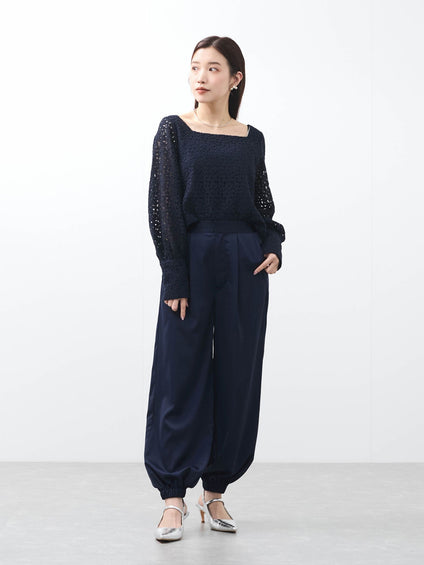 【SHIORI IRIE コラボ】スクエアネックレースブラウス≪手洗い可能≫