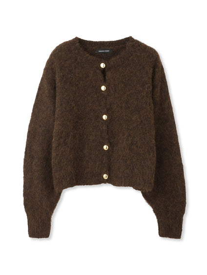 ソフトシャギー起毛メタルボタンカーディガン