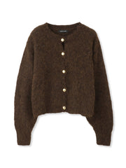 ソフトシャギー起毛メタルボタンカーディガン