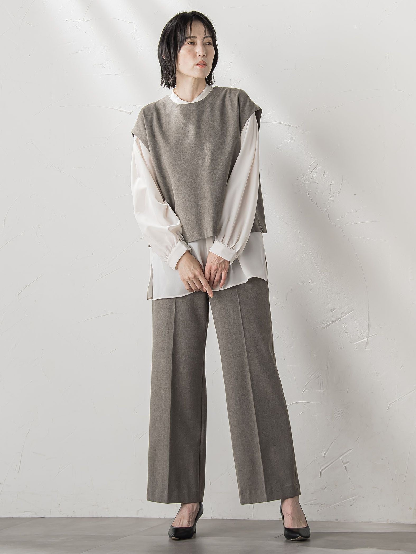 【biyori】ピクシエスタワイドパンツ≪洗濯機で洗える≫