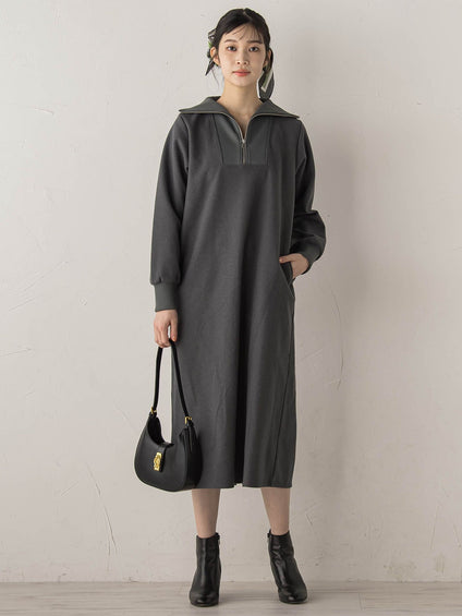 【WEB限定】圧縮起毛ステンニットワンピース≪手洗い可能≫