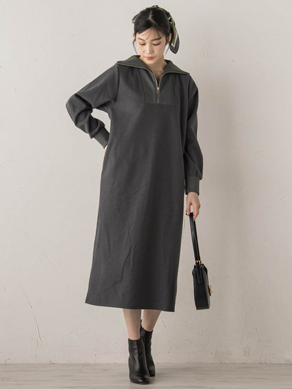 【WEB限定】圧縮起毛ステンニットワンピース≪手洗い可能≫