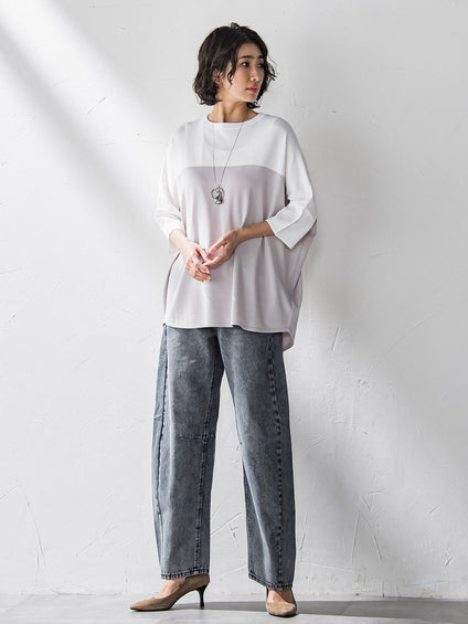 【WEB限定】バイカラーニット≪手洗い可能≫