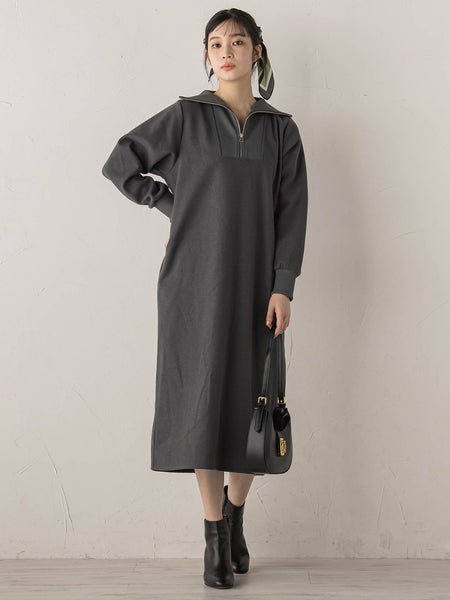 【WEB限定】圧縮起毛ステンニットワンピース≪手洗い可能≫