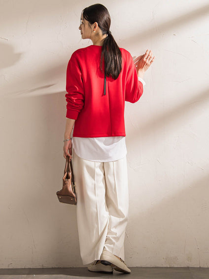 【WEB限定】《暖色美》裏起毛クルーネックトップス≪手洗い≫