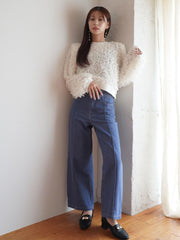 Double Belt Wide Denim［XS.under150cmさんもオススメ］≪洗濯機で洗える≫