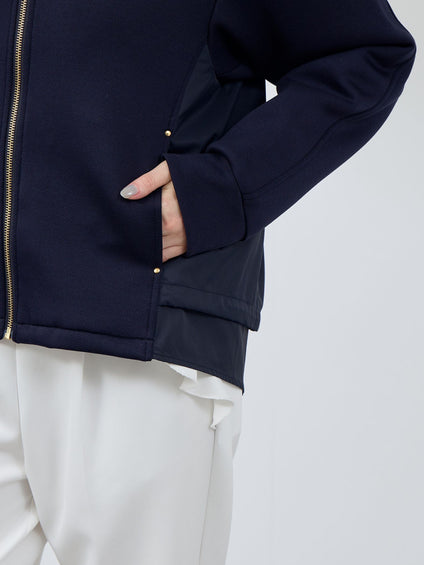 カルゼダンボール異素材切替パーカー