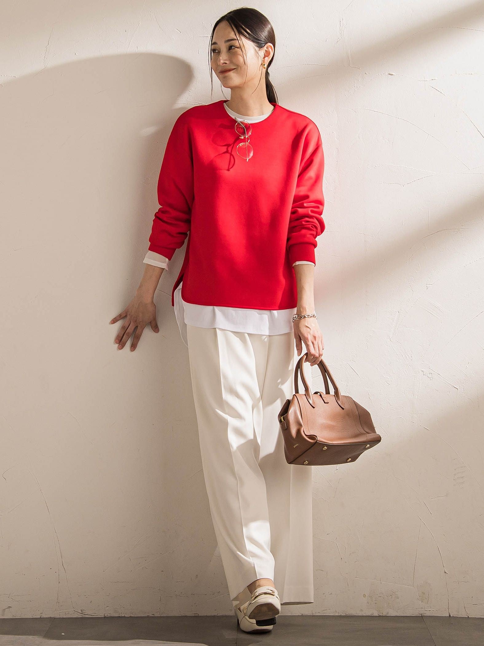 【WEB限定】《暖色美》裏起毛クルーネックトップス≪手洗い≫