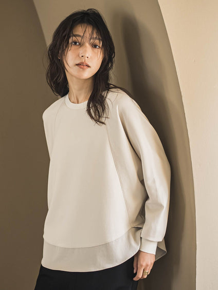 ビスコースポンチラウンドヘムドッキングプルオーバー