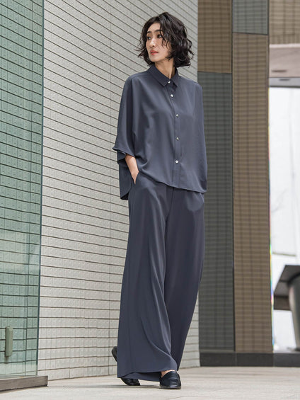 【大きいサイズ】キレリワイドパンツ≪洗濯機で洗える≫
