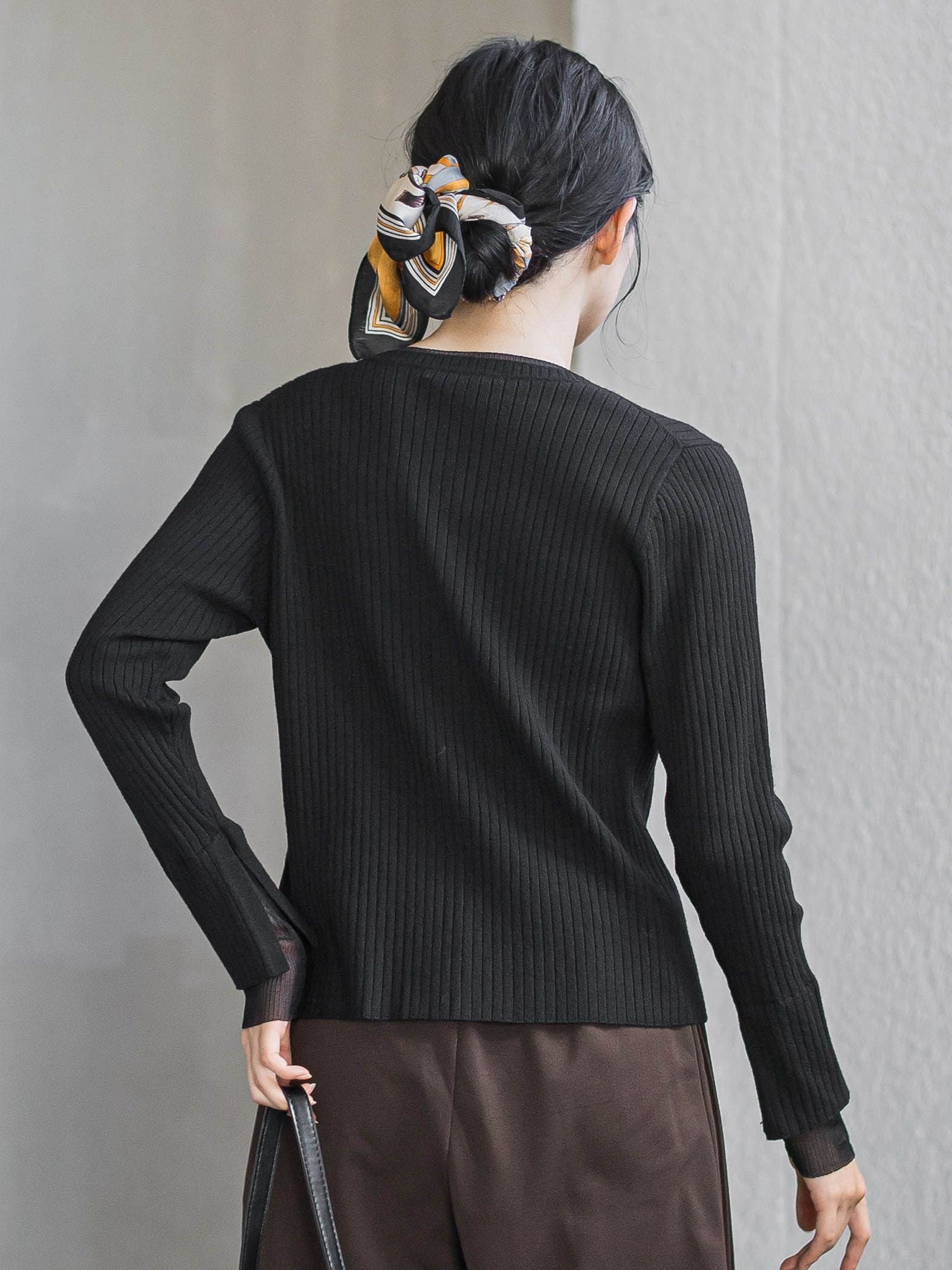 シアー切替えRIBニット≪手洗い可能≫