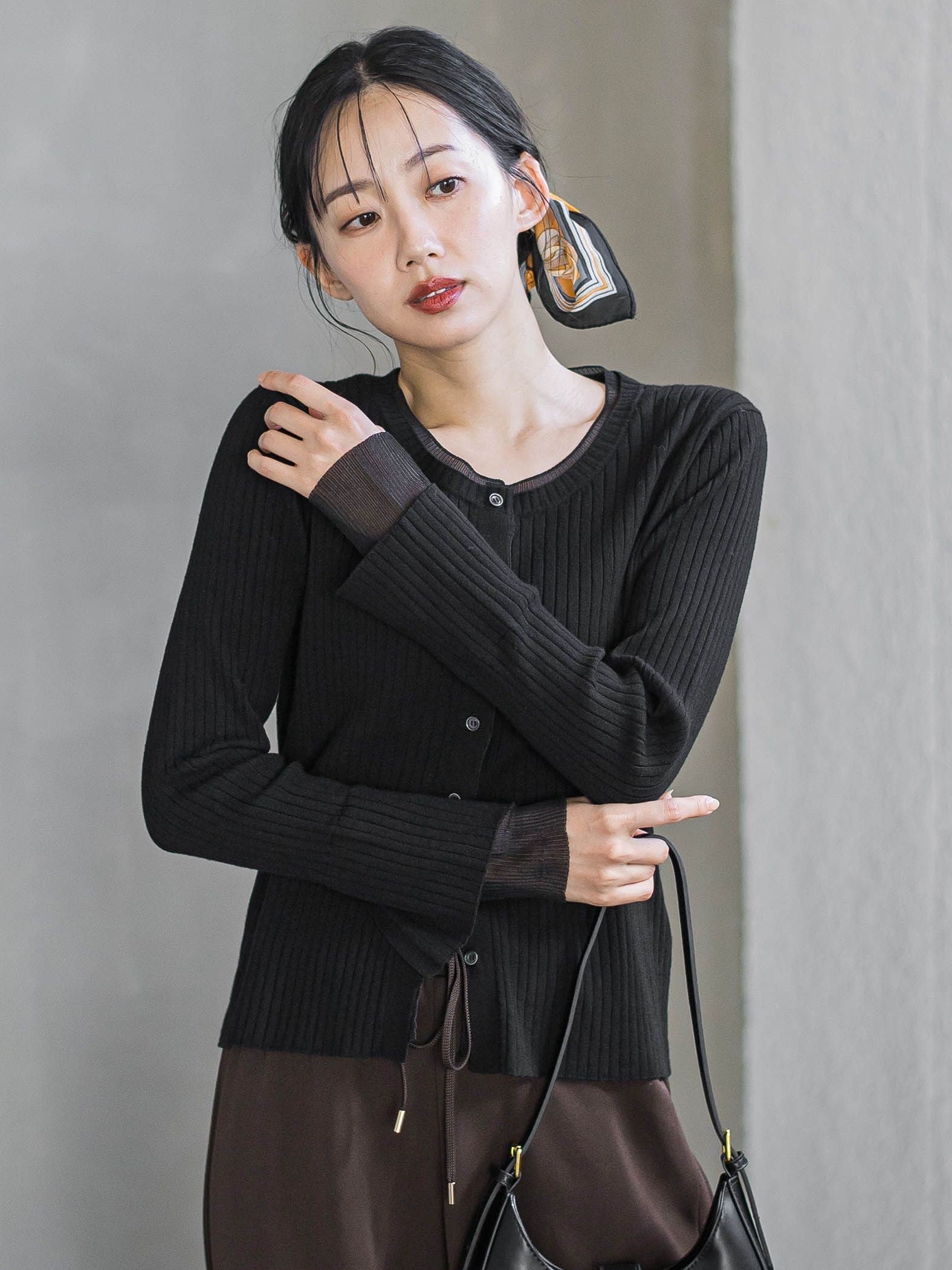 シアー切替えRIBニット≪手洗い可能≫