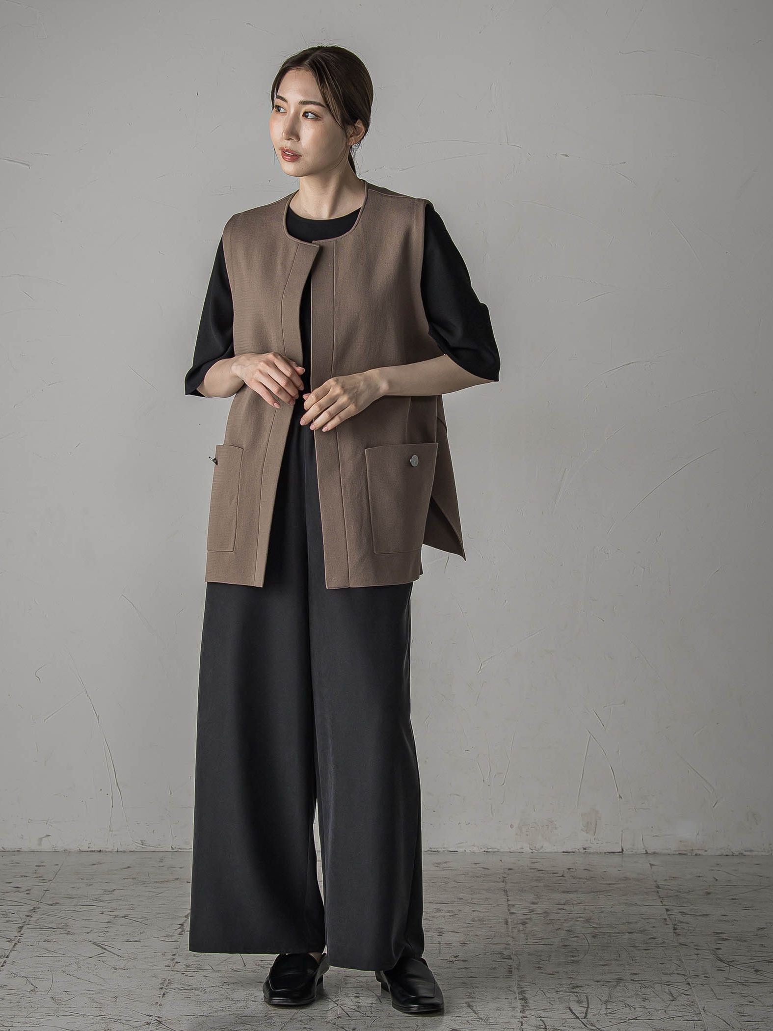 【biyori】”しっとりやわらかな風合い”ピーチポプリンリブパンツ≪洗濯機で洗える≫