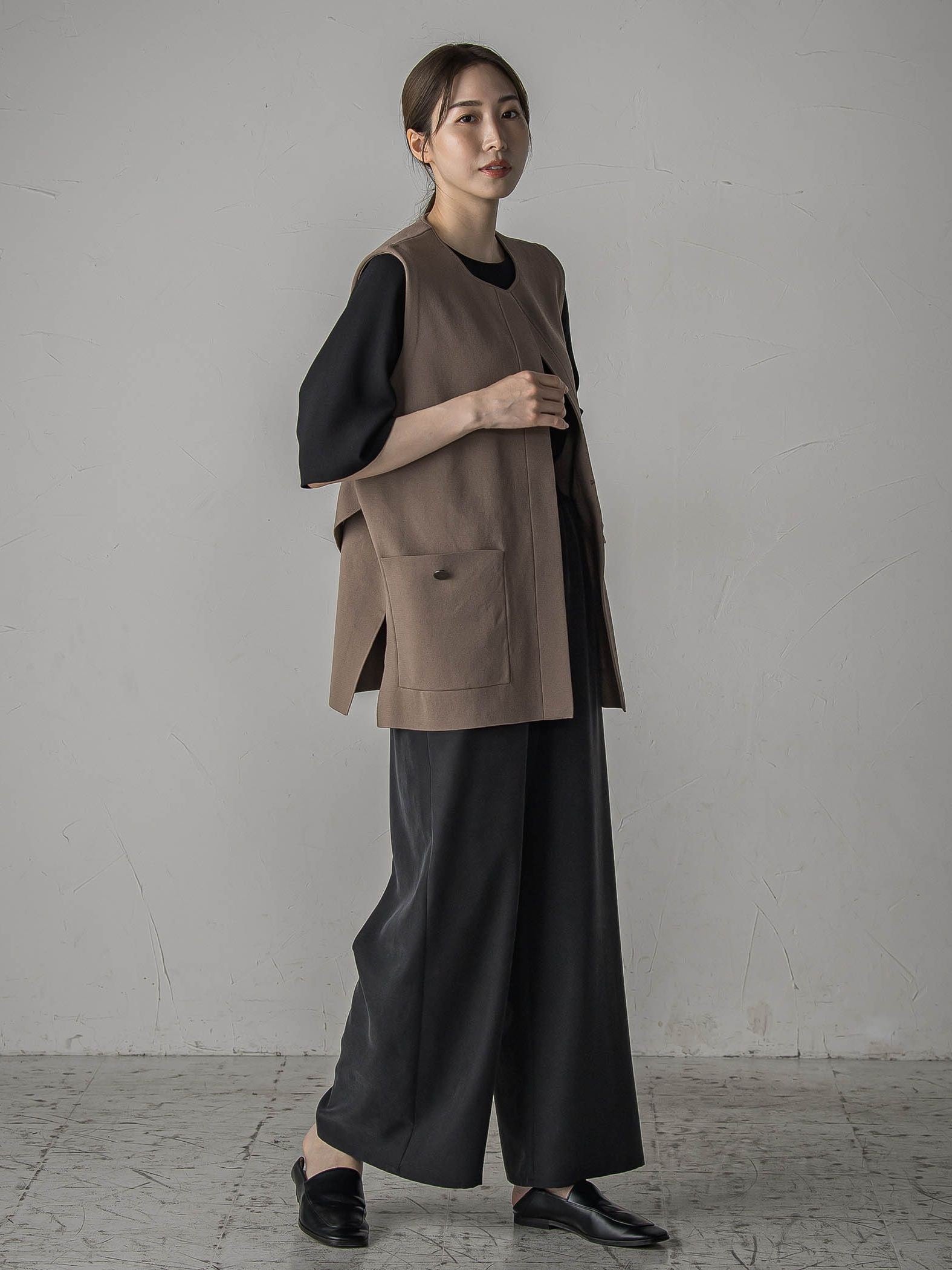 【biyori】”しっとりやわらかな風合い”ピーチポプリンリブパンツ≪洗濯機で洗える≫