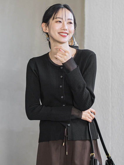 シアー切替えRIBニット≪手洗い可能≫