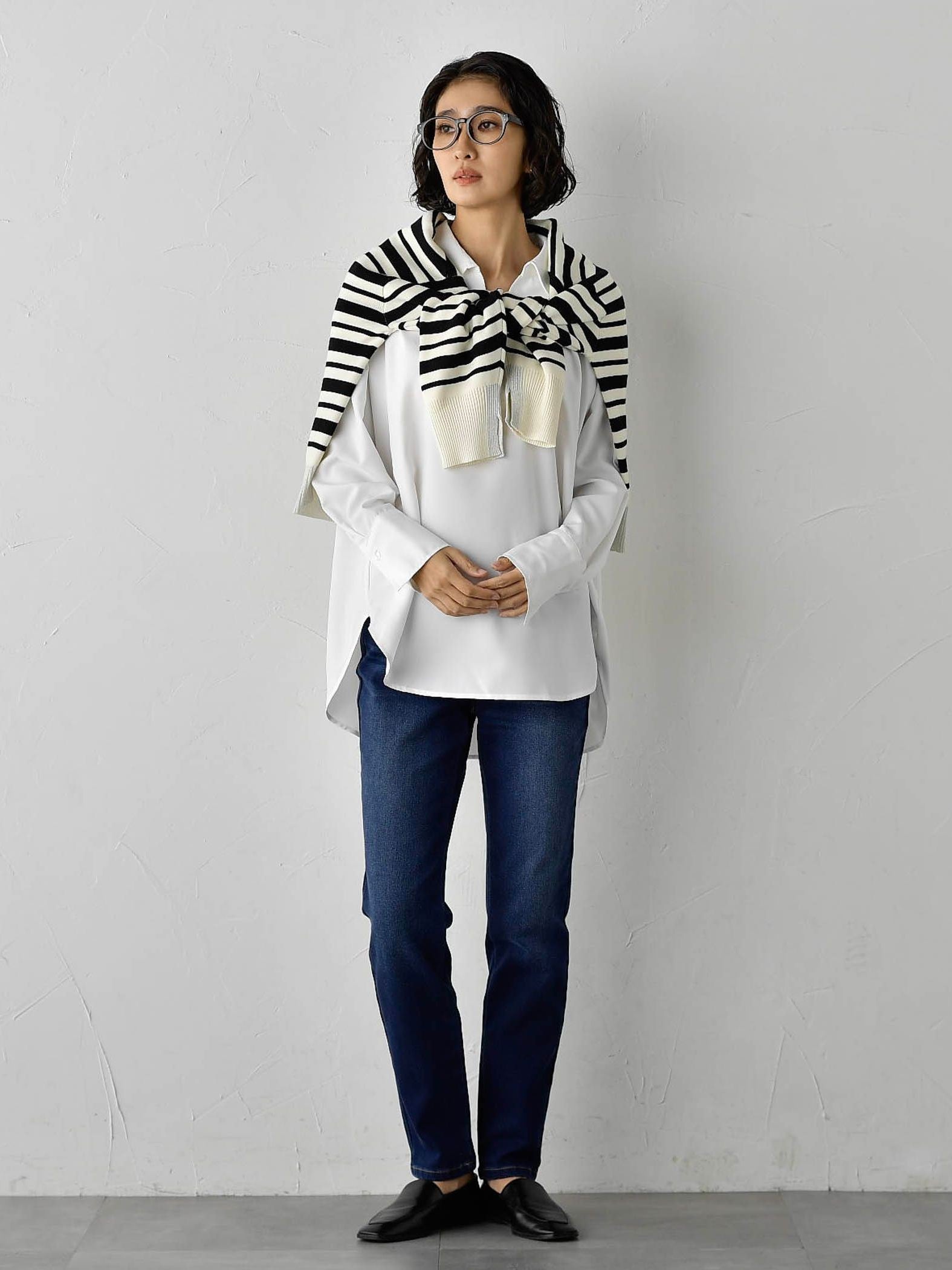 【WEB限定】”3コーデが叶う2点セット”ニット×シャツ≪手洗い可能≫